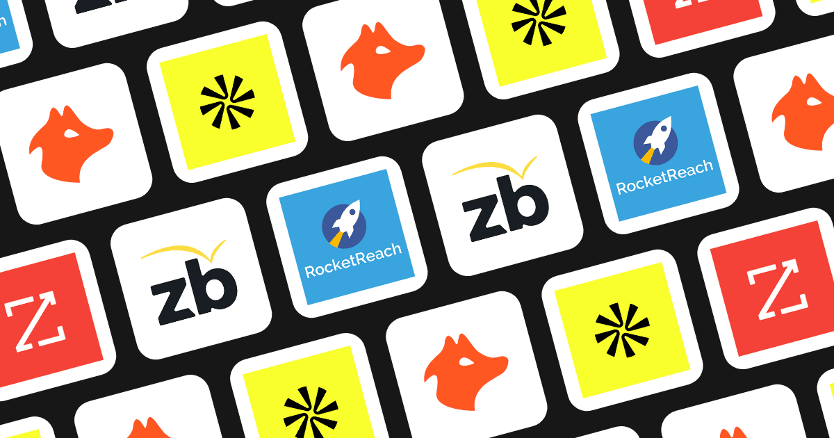 Icon grid showing tools to find company owner contact info